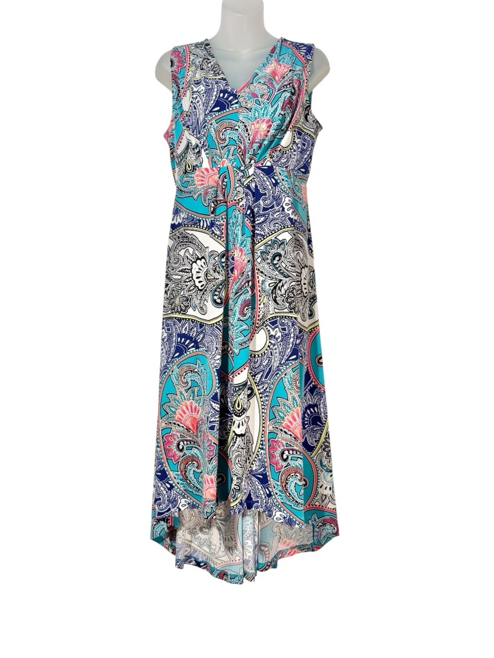 Chico's Sleeveless Paisley High-Low Dress, Multicolor, M/8